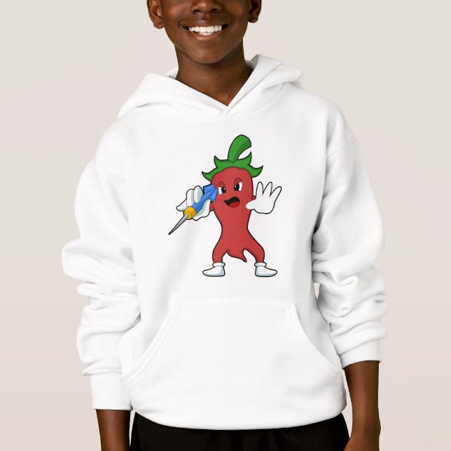 Vegan Pepper at Darts with Dart.PNG Hoodie (Front)