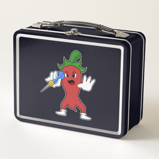 Vegan Pepper at Darts with Dart.PNG Metal Lunch Box (Front)