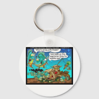 Vegan Pirahanas Funny Offbeat Cartoon Gifts Keychain