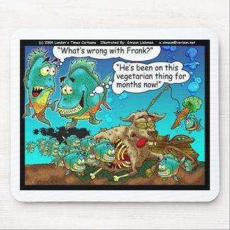 Vegan Pirahanas Funny Offbeat Cartoon Gifts Mouse Pad