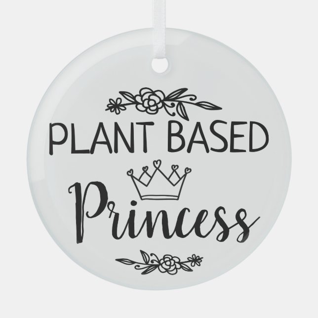Vegan Plant based Princess floral  Glass Ornament (Front)