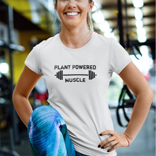 Vegan Plant Powered Muscle Weights Vegetarian T-Shirt (Creator Uploaded)