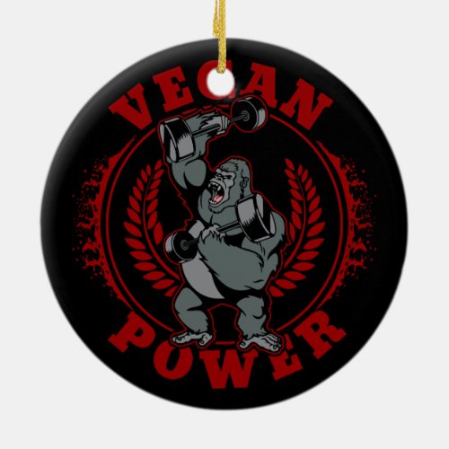 Vegan Power Bodybuilder Gorilla Ceramic Ornament