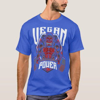 Vegan Power Fitness Strength Muscle Gorilla Monkey T-Shirt