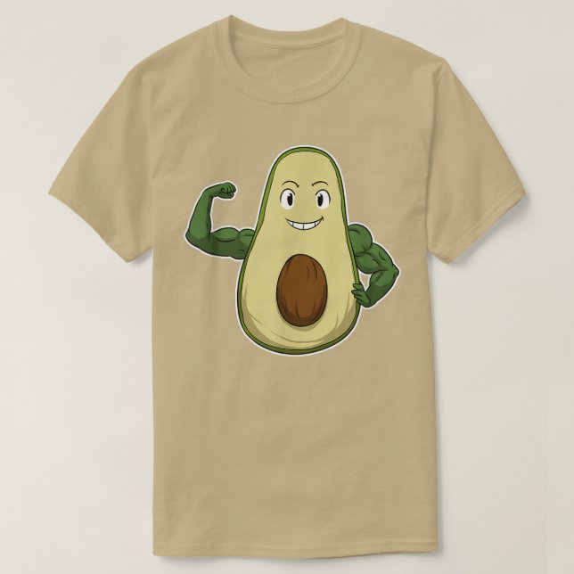 Vegan Power Vegetarian Plant Avocado Bodybuilding  T-Shirt (Design Front)