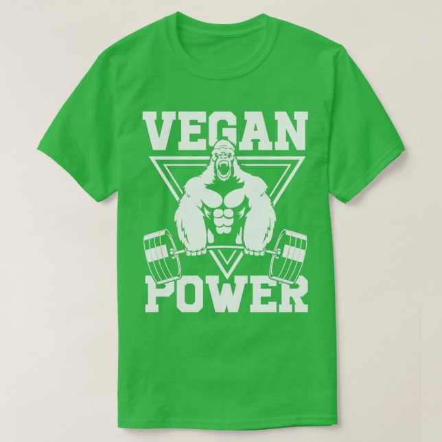 Vegan Power Workout Muscle Gorilla Bodybuilding 3 T-Shirt (Design Front)