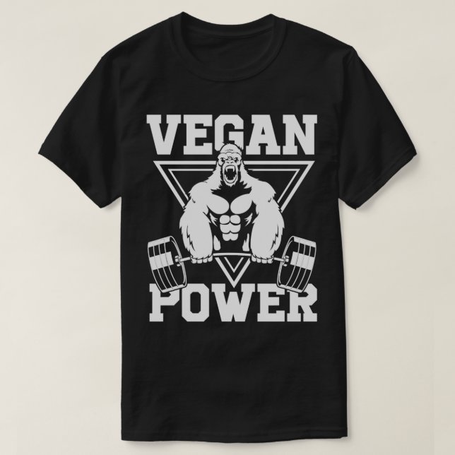 Vegan Power Workout Muscle Gorilla Bodybuilding 5 T-Shirt (Design Front)