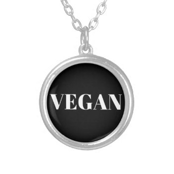 Vegan Pride Design Text Illustration Silver Plated Necklace by Botuqueandco at Zazzle