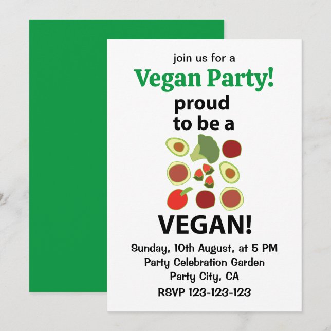 Vegan Proud To Be A Vegan Invitation (Front/Back)