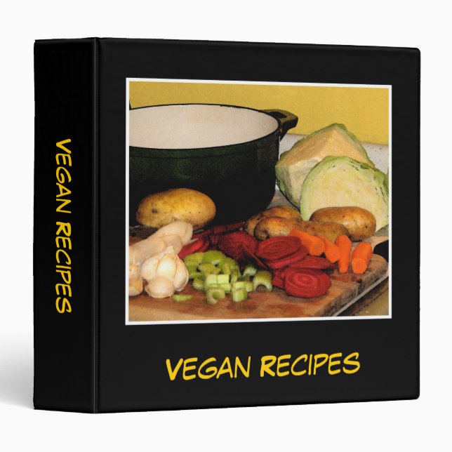 Vegan Recipes 3 Ring Binder (Front/Spine)