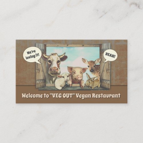 Vegan Restaurant customizable Business Card