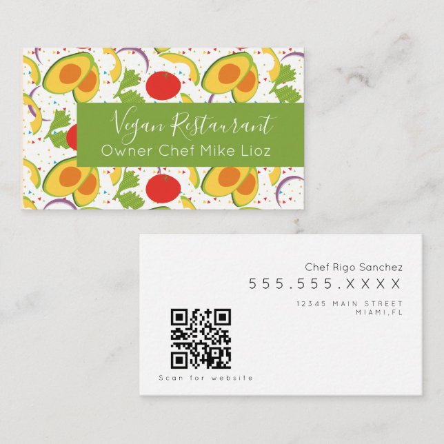 Vegan Restaurant Salad Pattern  Business Card (Front/Back)