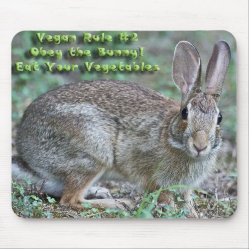 Vegan Rule 2 Obey the Bunny Gifts  Apparel Mouse Pad