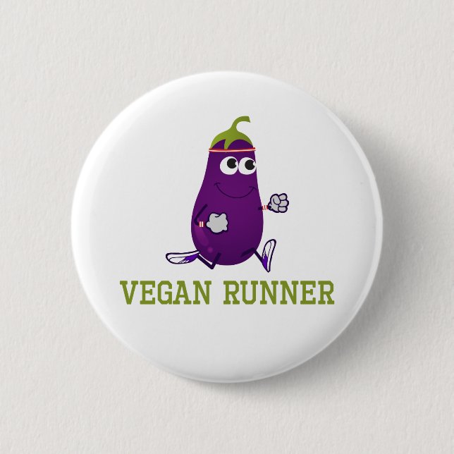 Vegan Runner Eggplant Button (Front)