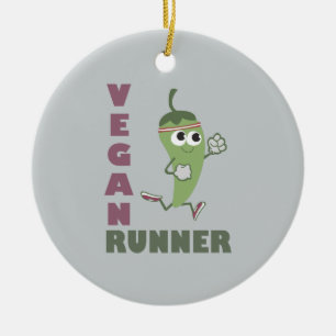 Vegan Runner - Running Pepper Ceramic Ornament