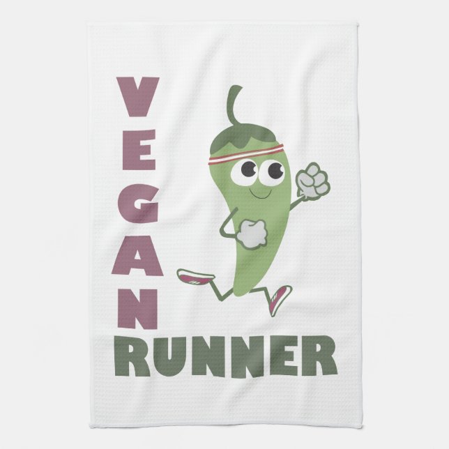 Vegan Runner - Running Pepper Kitchen Towel (Vertical)