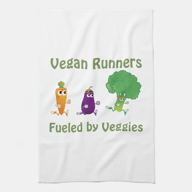 Vegan Runners - fueled by Veggies Kitchen Towel (Vertical)