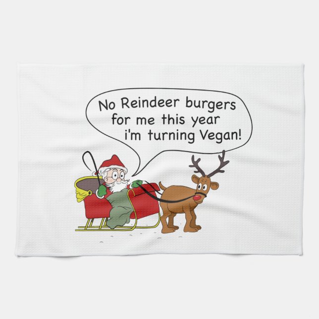 Vegan Santa Kitchen Towel (Horizontal)