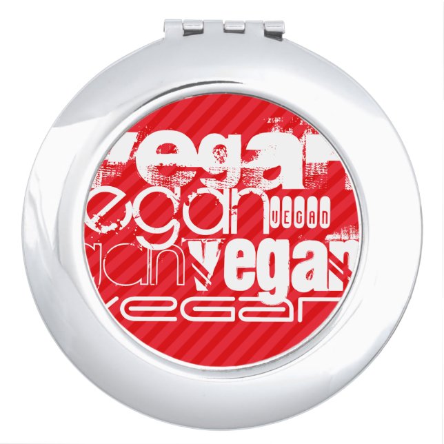 Vegan; Scarlet Red Stripes Mirror For Makeup (Front)