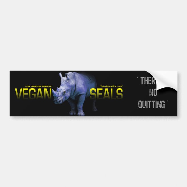 VEGAN SEALS LOGO, THERE IS NO QUITTING BUMPER STICKER (Front)