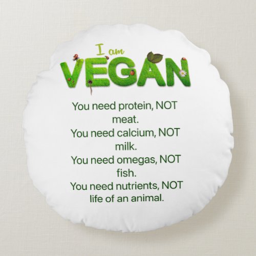 Vegan slogan  round pillow
