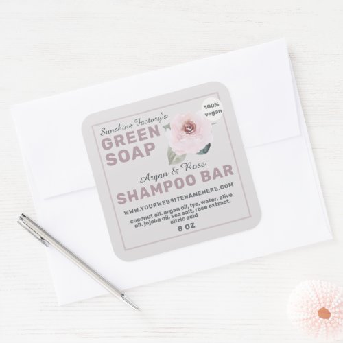 Vegan Soap Shampoo Bar Pastel Purple Square Sticke Square Sticker