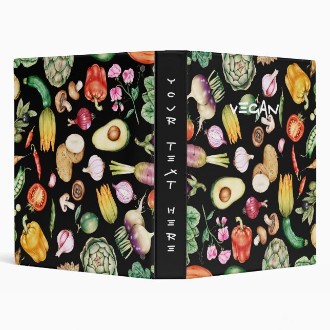 Vegan Statement Ethical Kind Living Vegetables 3 Ring Binder (Background)
