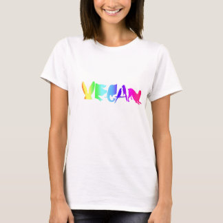 VEGAN SYMBOL RAINBOW ON WOMEN'S WHT LONG T-Shirt