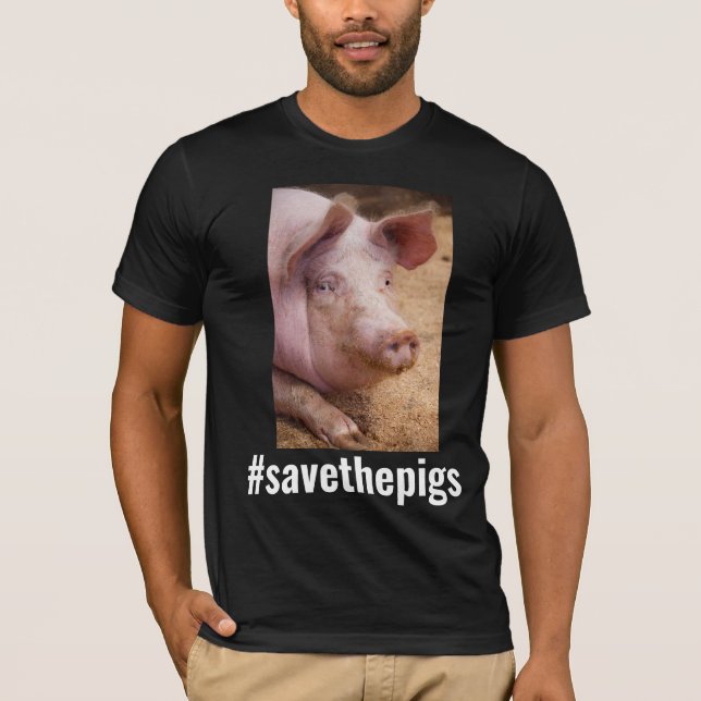 VEGAN  T-SHIRTS, SAVE THE PIGS PIG TEES (Front)