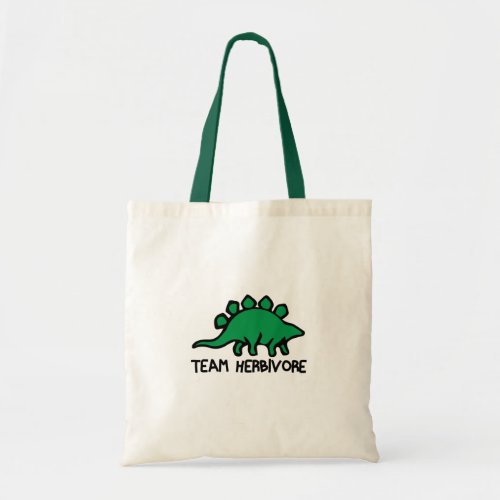 Vegan Team Herbivore Cute and Funny Dinosaur Tote Bag