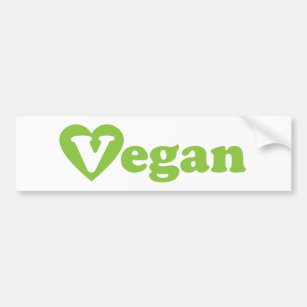 Vegan Text Green Heart Bumper Sticker