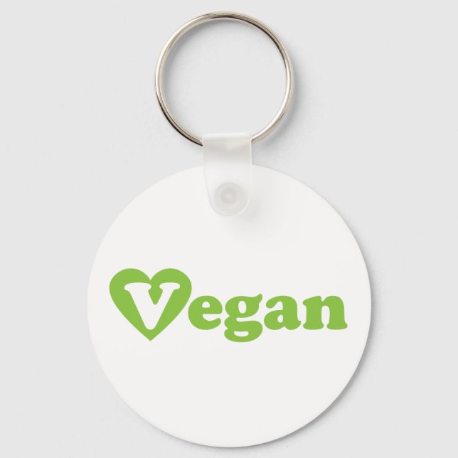 Vegan Text Green Heart Keychain (Front)