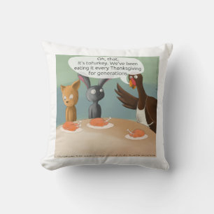 Vegan Thanksgiving Funny Cotton Throw Pillow