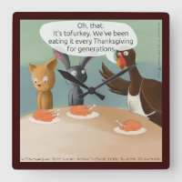 Vegan Thanksgiving Funny Square Wall Clock