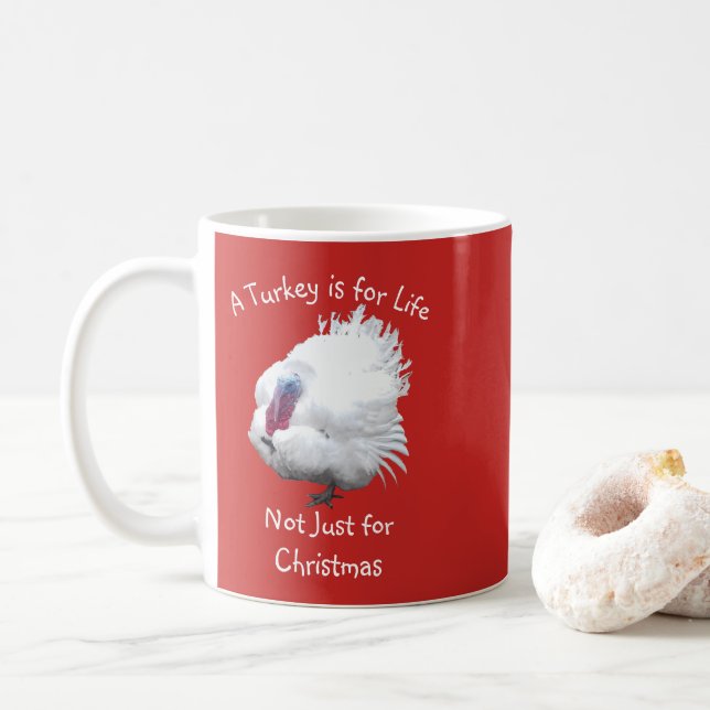 Vegan Turkey Christmas Coffee Mug (With Donut)