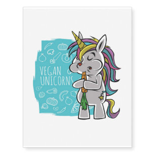 Vegan Unicorn Eat Carrot Bunny Unicorn Temporary Tattoos