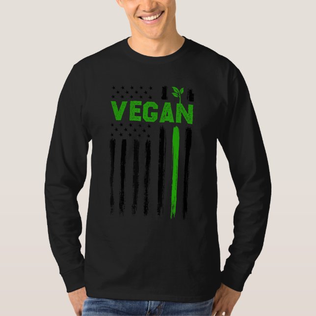 Vegan USA American Flag Vegetarian Farming Vegan 4 T-Shirt (Front)