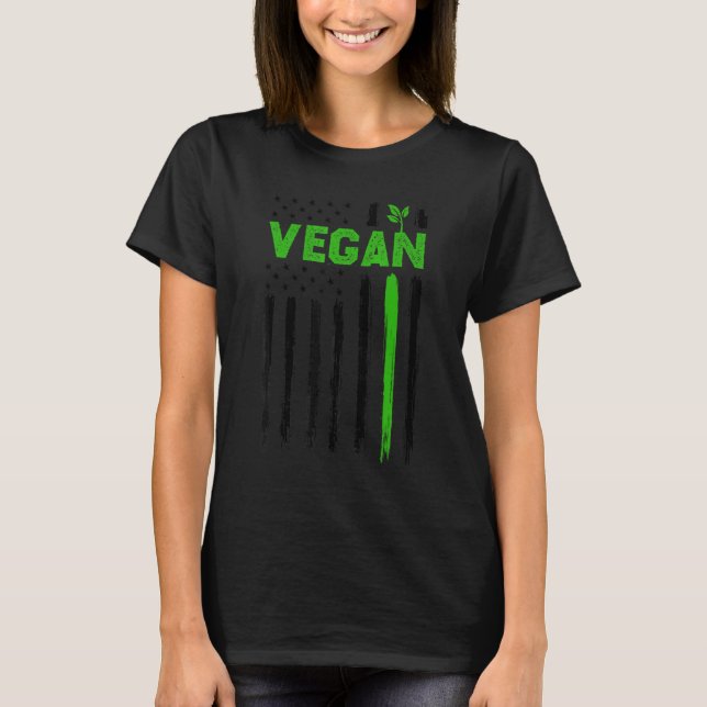 Vegan USA American Flag Vegetarian Farming Vegan 4 T-Shirt (Front)