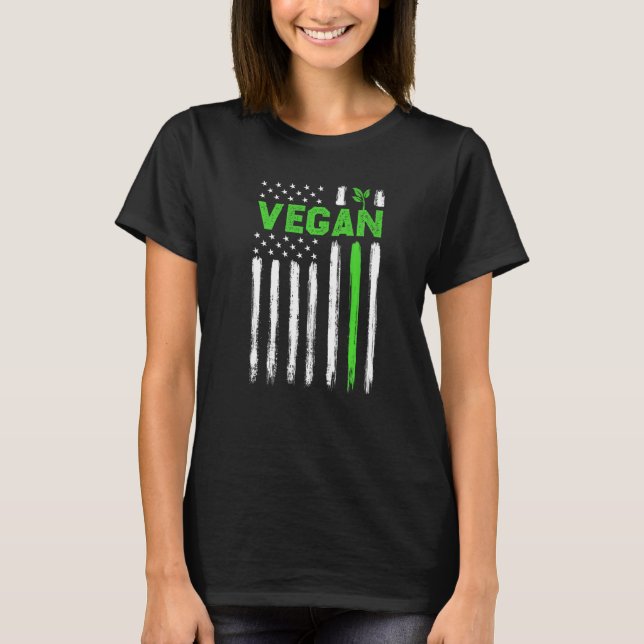 Vegan USA American Flag Vegetarian Farming Vegan 4 T-Shirt (Front)