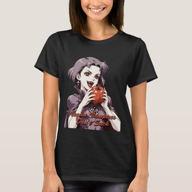 Vegan Vampire Funny Plant Based Apparel T-Shirt (Front)
