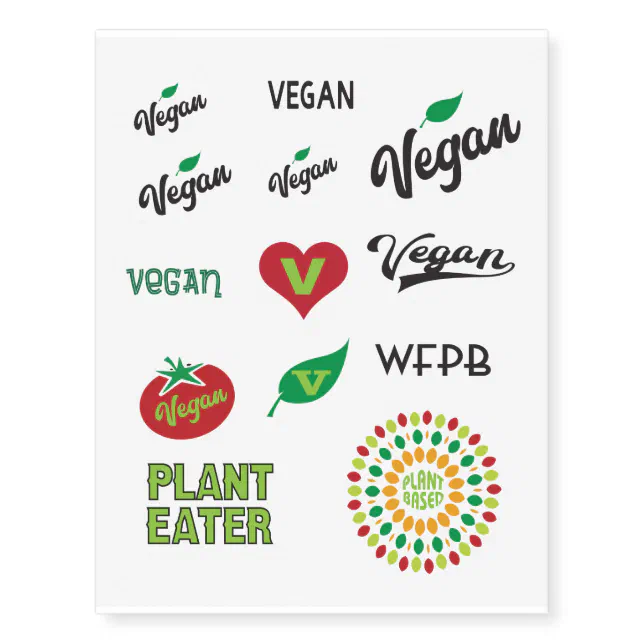 Vegan variety pack temporary tattoos Zazzle