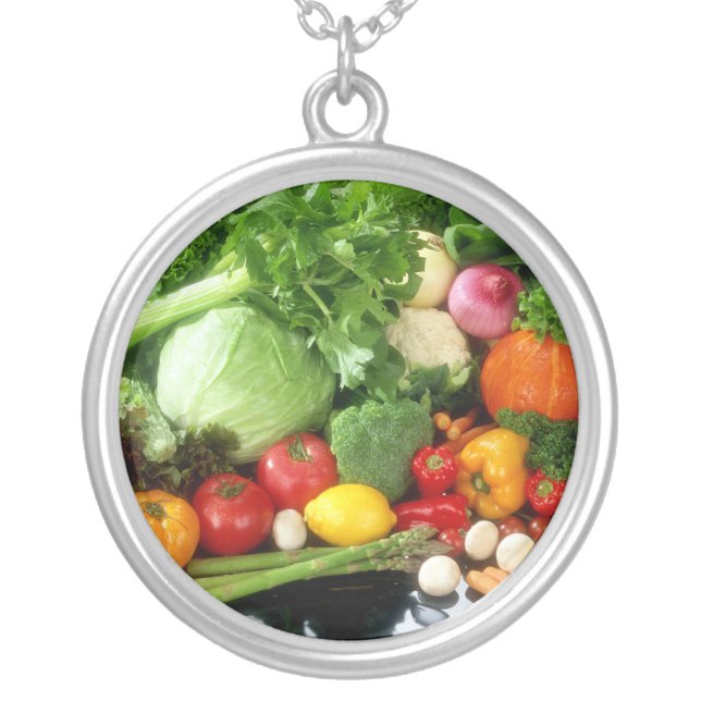 Vegan Vegetables Jewelry Pendant Necklace Green (Front)