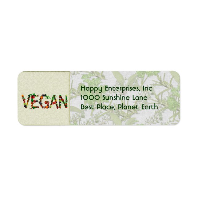 Vegan Vegetables Label (Front)