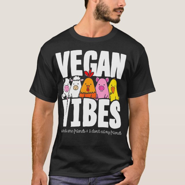Vegan Vegetarian Farm Animals Plant Based Diet Gif T-Shirt (Front)