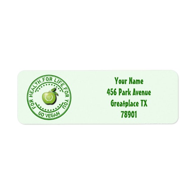 Vegan Vegetarian Green Apple For Health For Life Label (Front)