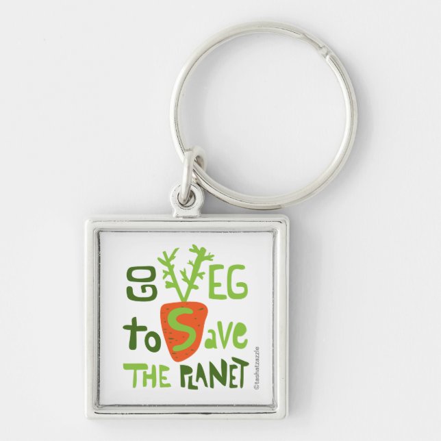 Vegan Vegetarian Hand Lettering Slogan Keychain (Front)