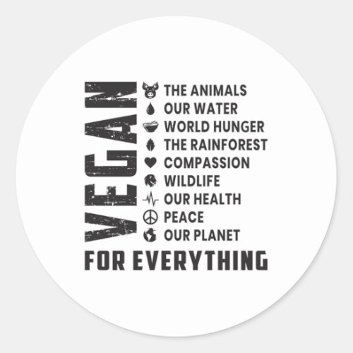 Vegan Vegetarian Vegetables Veganism Funny Gift Classic Round Sticker