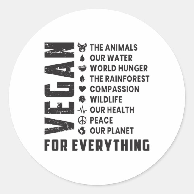 Vegan Vegetarian Vegetables Veganism Funny Gift Classic Round Sticker (Front)