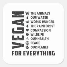 Vegan Vegetarian Vegetables Veganism Funny Gift Square Sticker at Zazzle