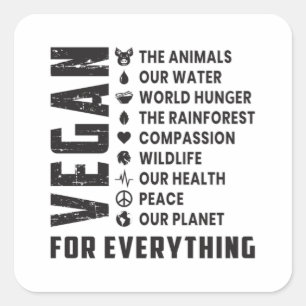 Vegan Vegetarian Vegetables Veganism Funny Gift Square Sticker